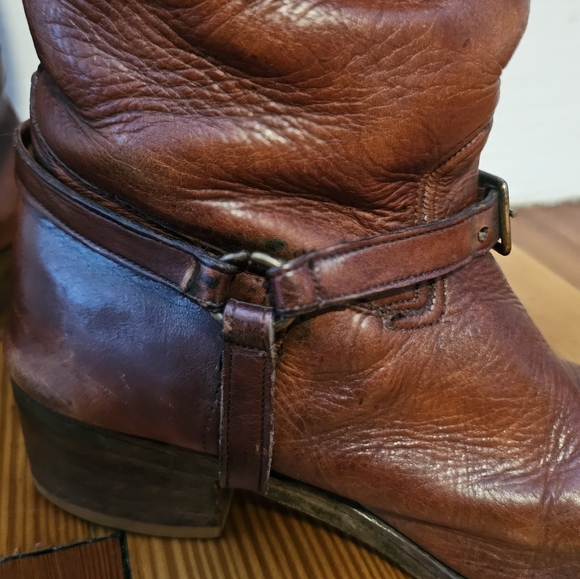 Frye Campus Boots Brown Leather Vintage With Buckle Size 8.5 - Picture 7 of 10